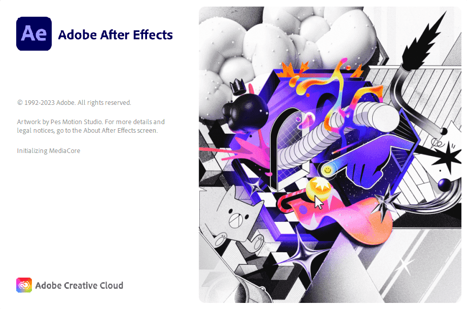 หน้าจอการใช้งานของโปรแกรม Adobe After Effects 2024 v24.6.8