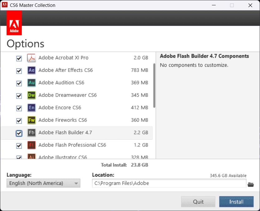 หน้าจอการใช้งานของโปรแกรม Adobe CS6 Master Collection