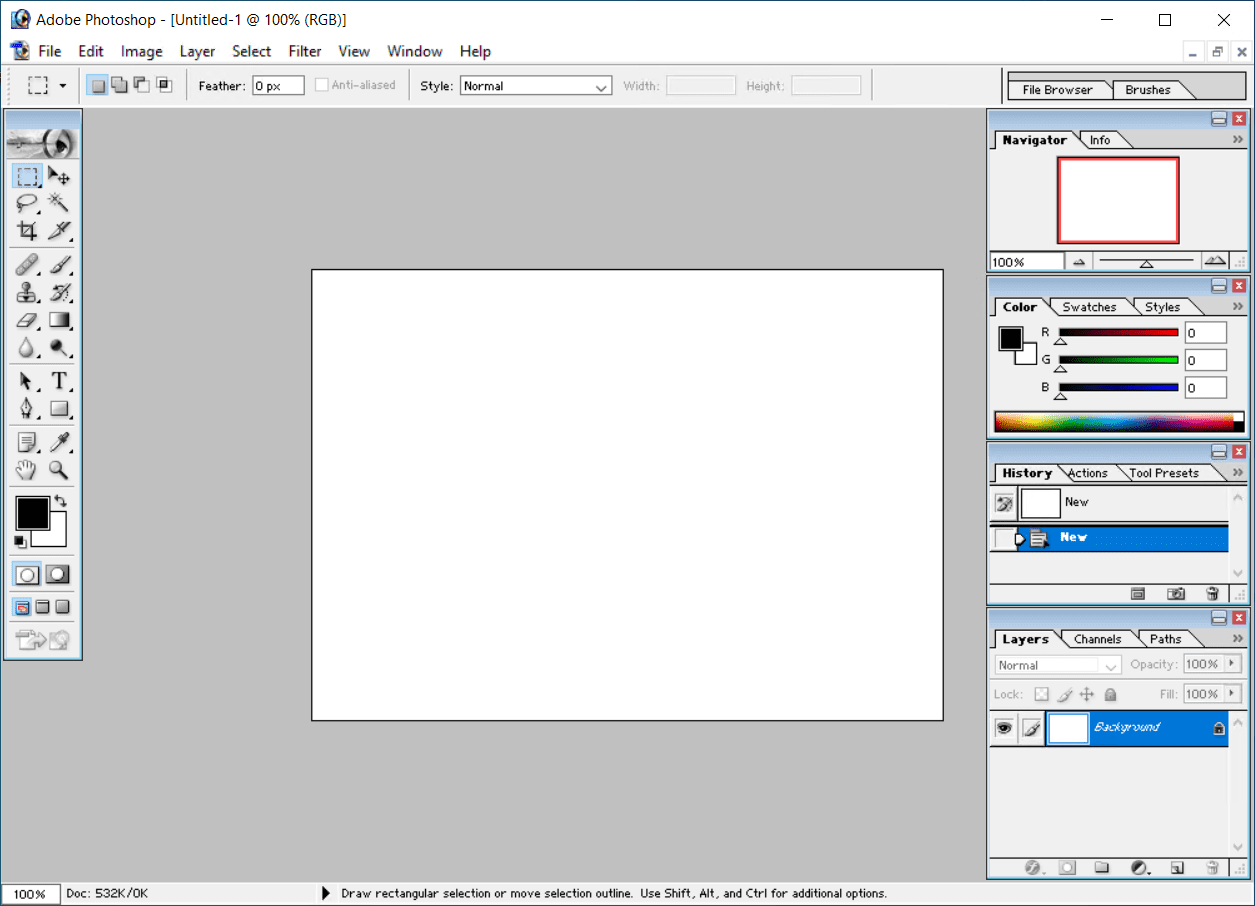 Adobe Photoshop 7.0 ภาพหน้าจอโปรแกรม Adobe Photoshop 7.0