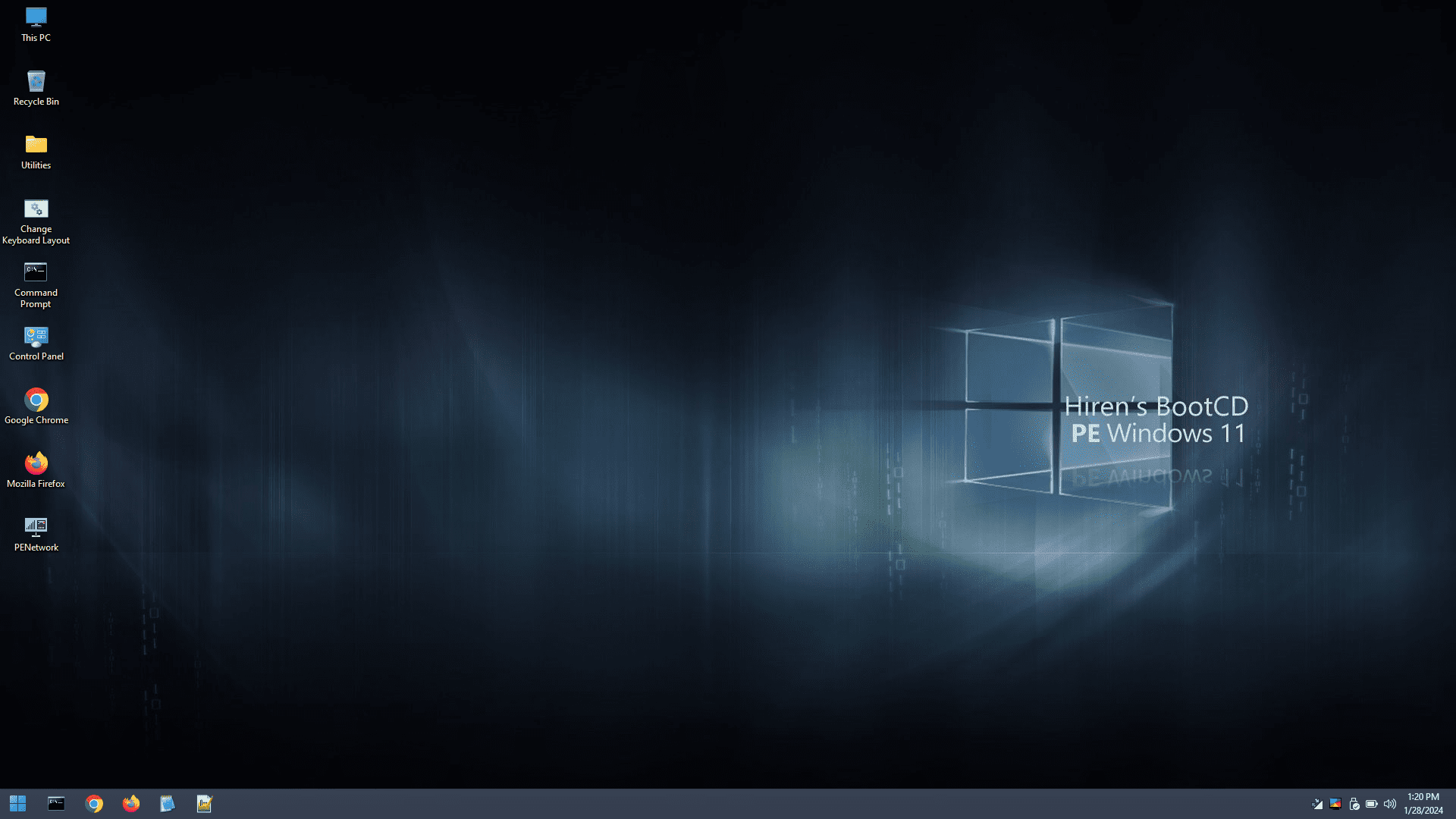 หน้าจอการใช้งานของโปรแกรม Hiren’s BootCD PE x64 (v1.0.9) ISO