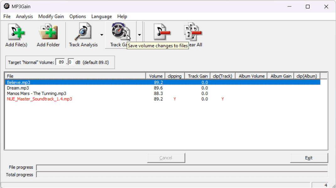 ภาพประกอบการใช้งานโปรแกรม MP3Gain 1.3.4 ลำดับที่ 3