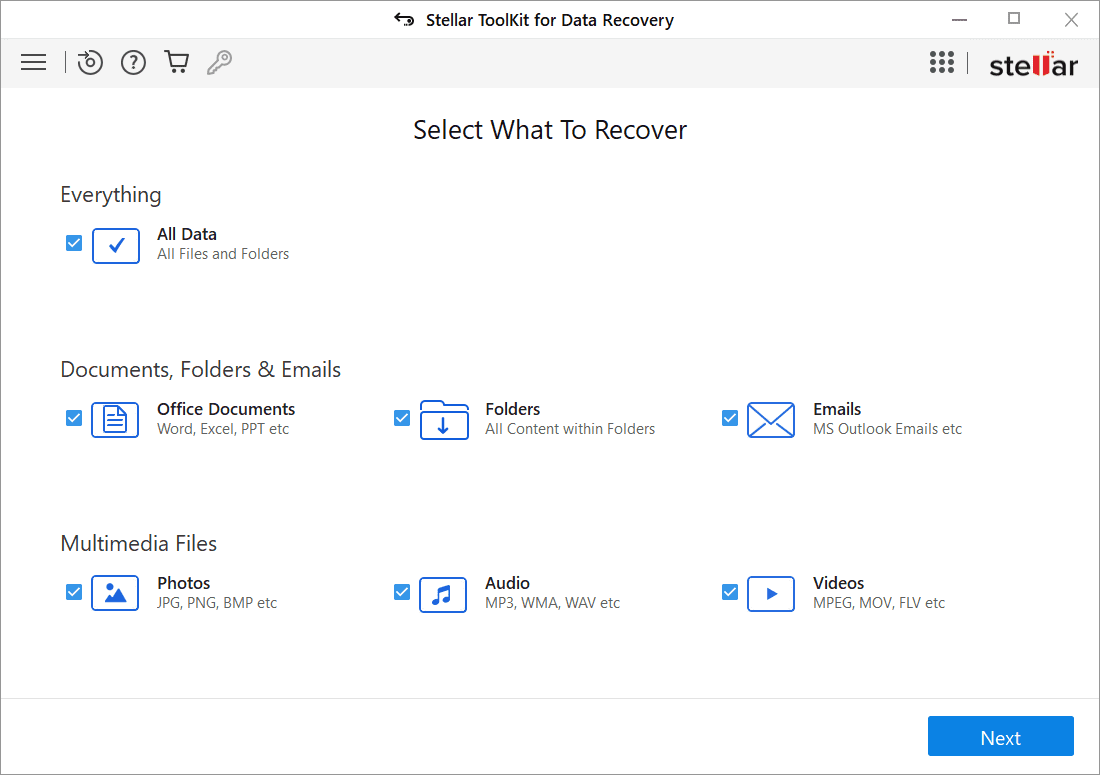 Stellar Data Recovery Toolkit 12.6.0 Free หน้าจอการใช้งานของโปรแกรม Stellar Data Recovery Toolkit 12.6.0 Free