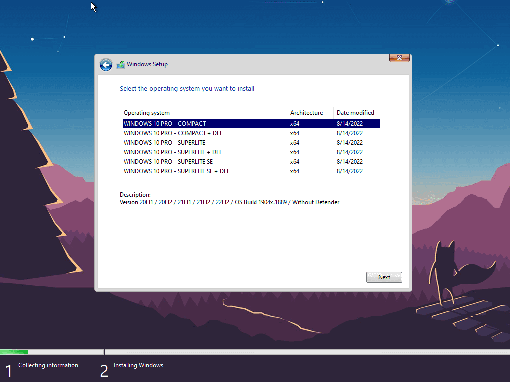 หน้าจอการใช้งานของโปรแกรม Windows 10 Gaming Edition 22H2
