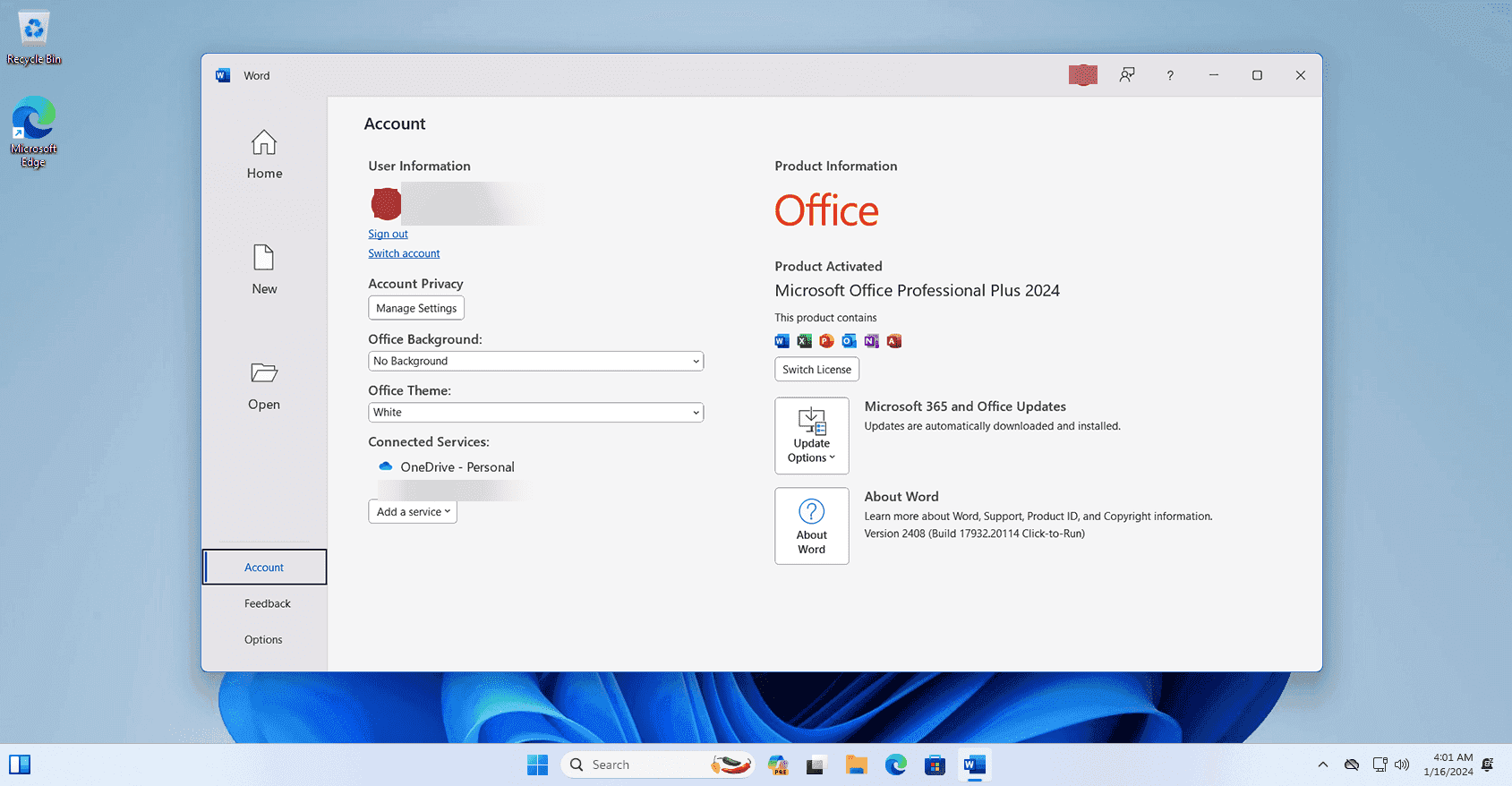 หน้าจอการใช้งานของโปรแกรม Windows 11 24H2